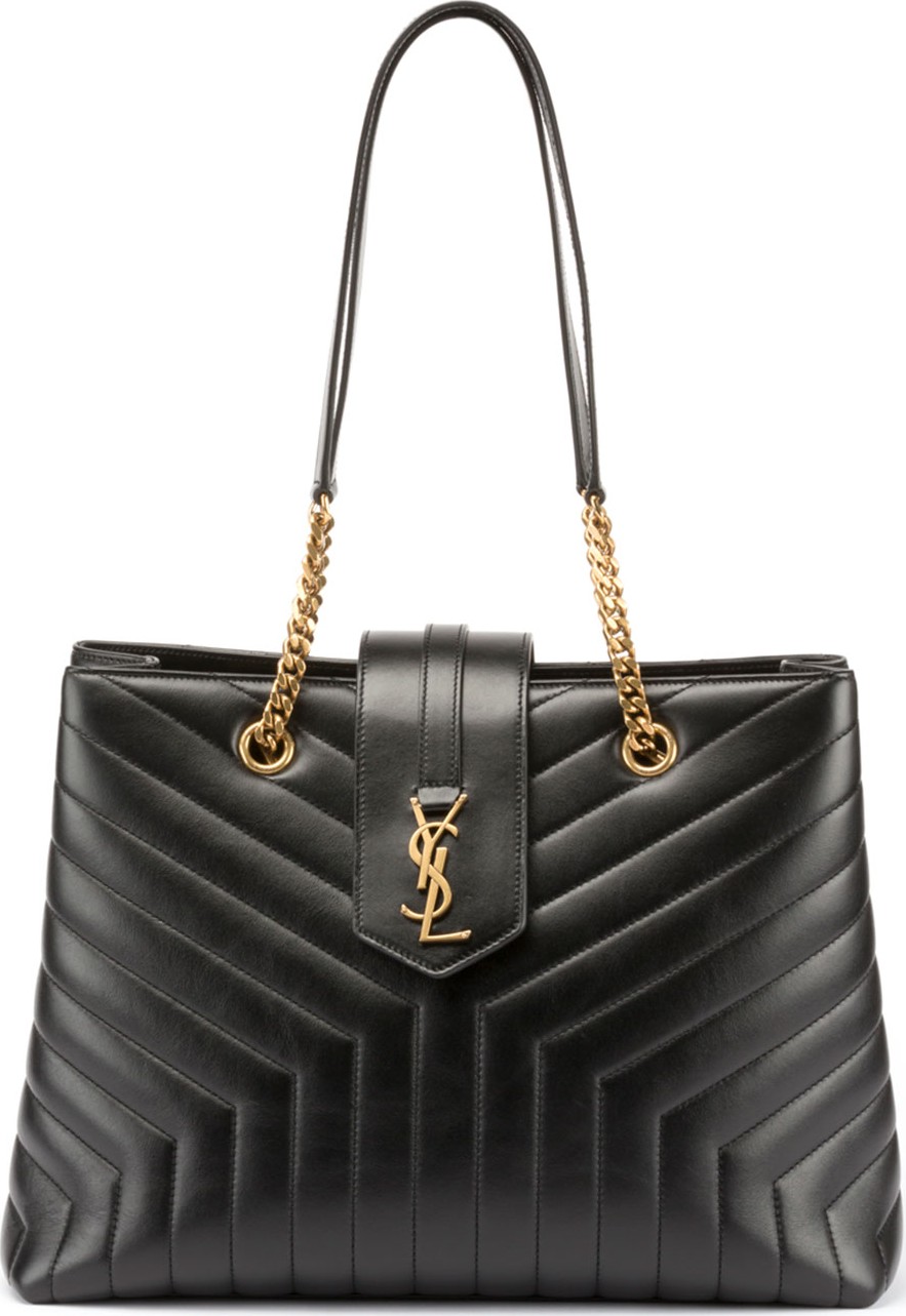 Saint Laurent Loulou Monogram YSL Large Quilted Shoulder Tote Bag - Lt. Bronze Hardware