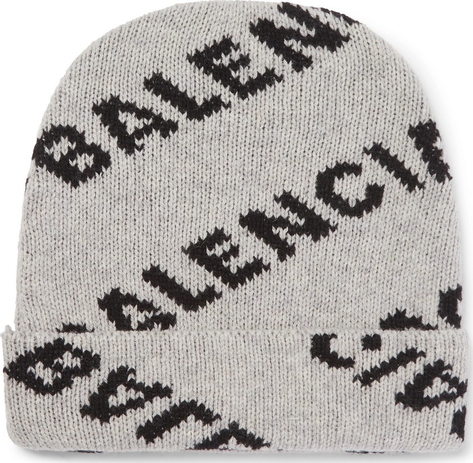 Balenciaga Logo-Jacquard Virgin Wool and Camel Hair-Blend Beanie