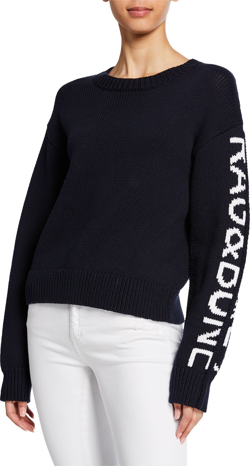 Rag & Bone Rayland Chunky Pullover w/ Logo Lettering