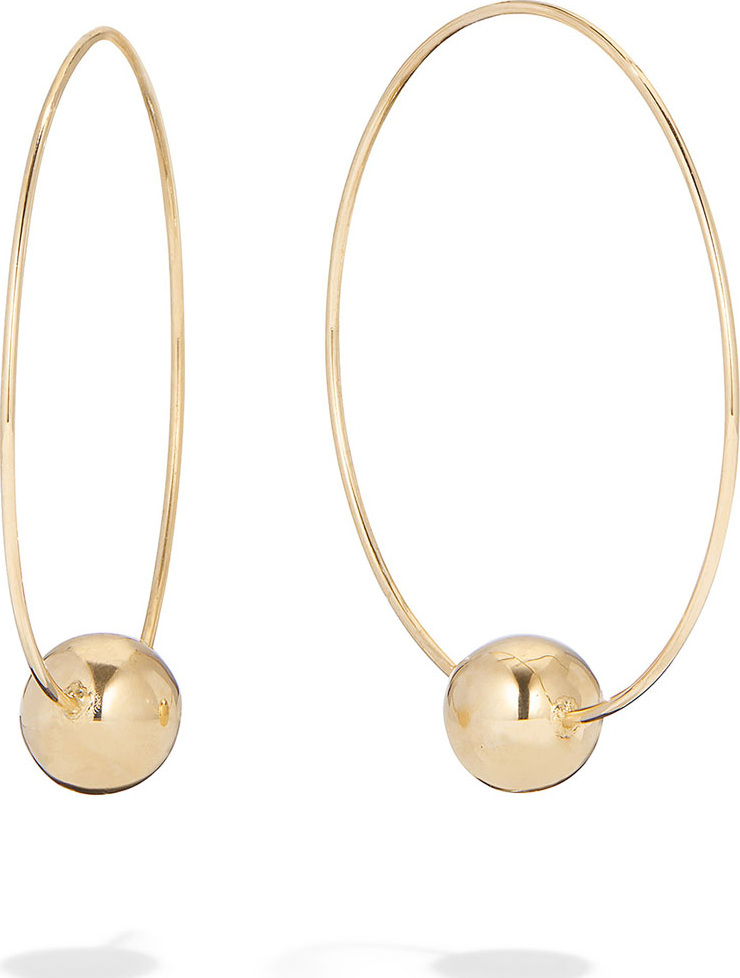 Lana 14k Gold Bead-Base Hoop Earrings
