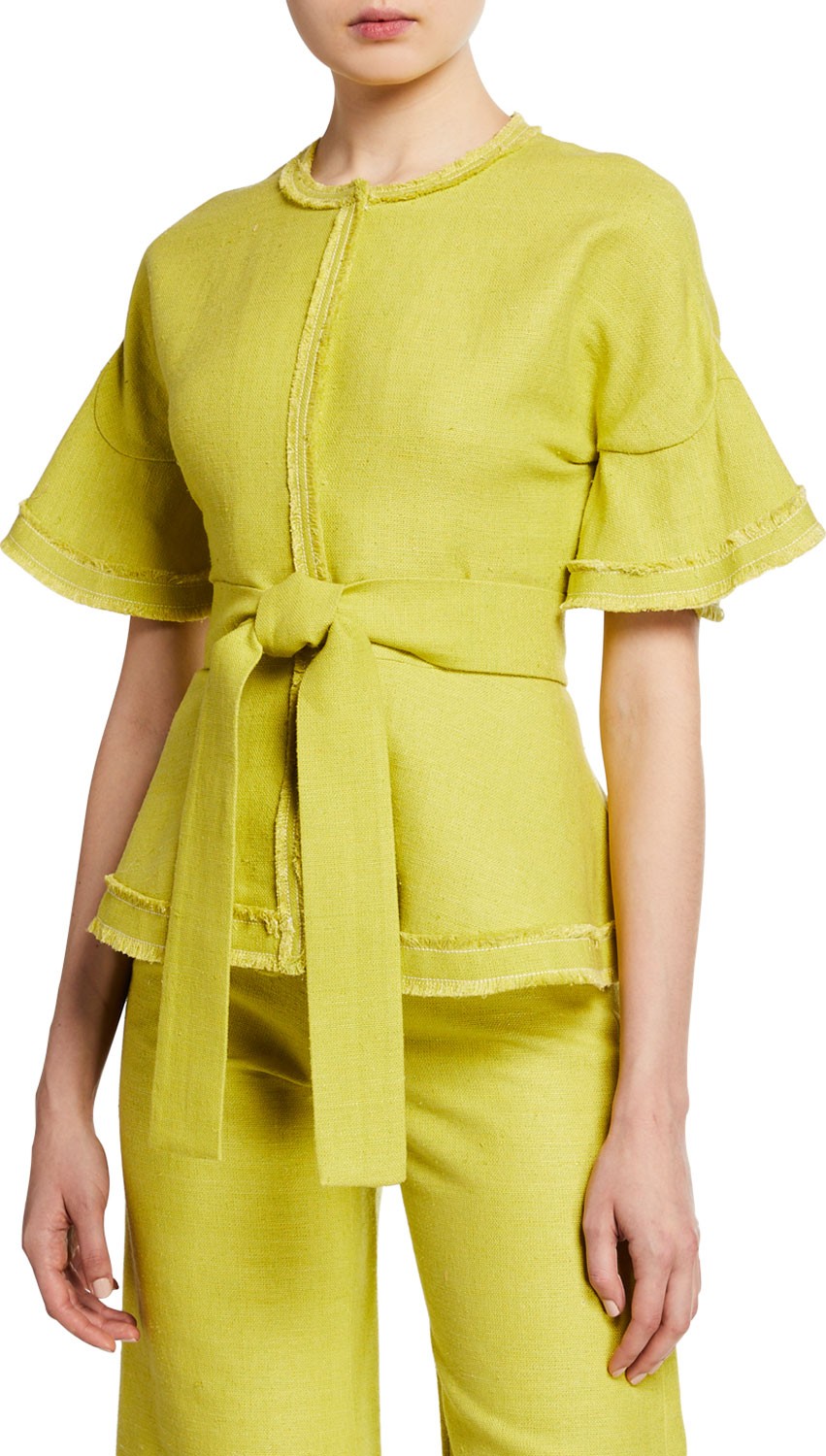 Alexis Joni Linen Short-Sleeve Top