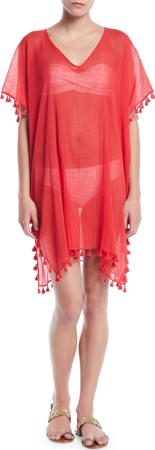 Seafolly Amnesia Tassel-Trim Caftan Coverup