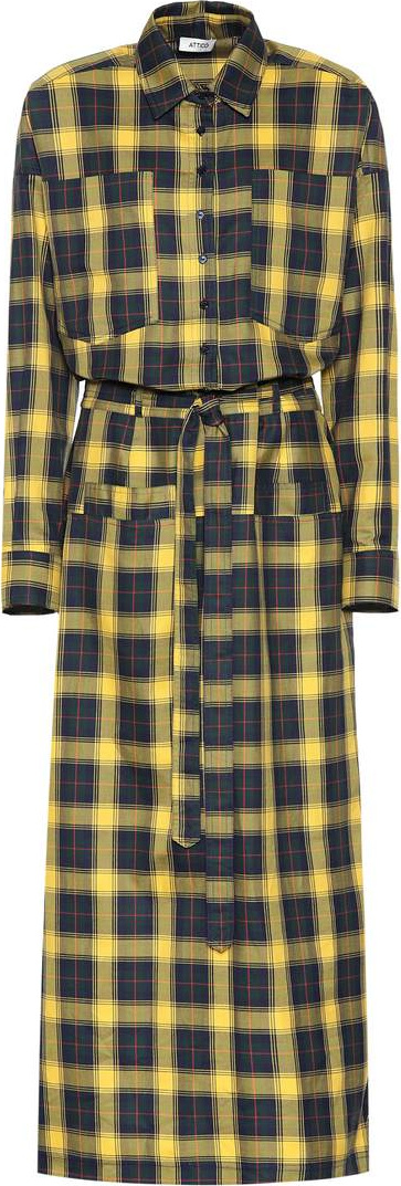 Attico Checked cotton midi dress