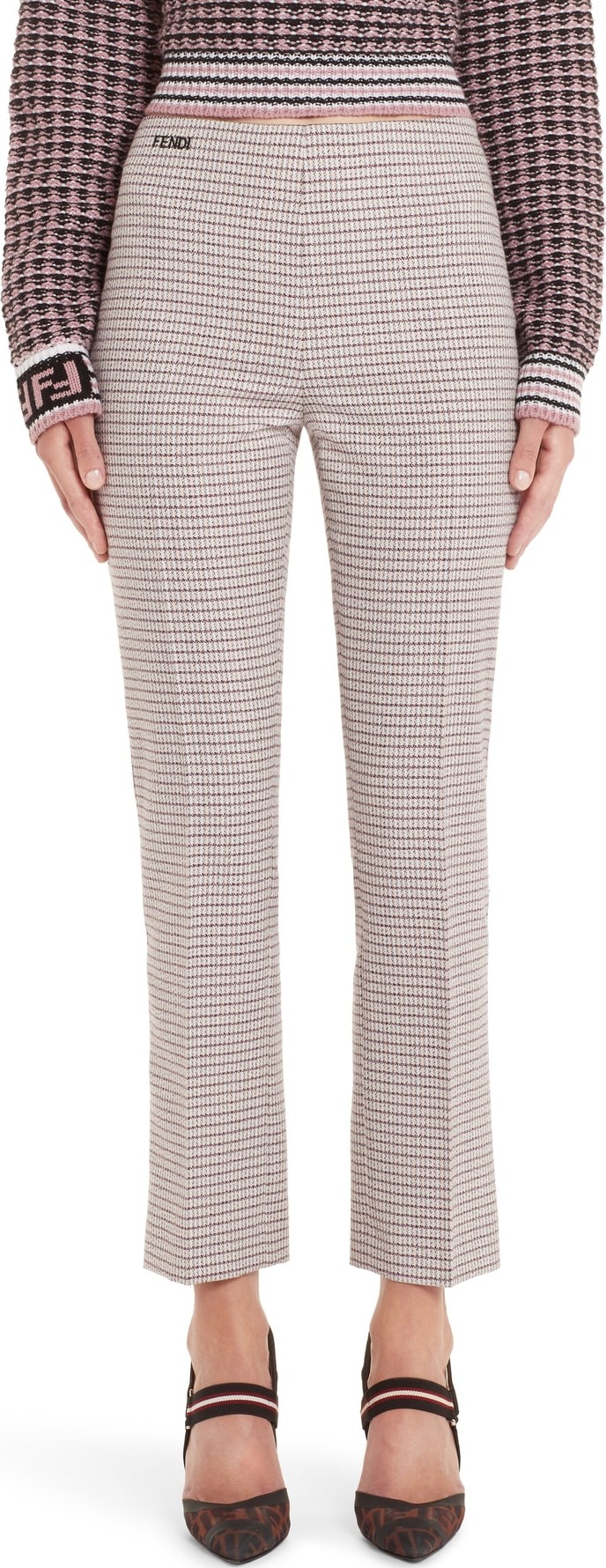 Fendi Microcheck Wool Blend Pants