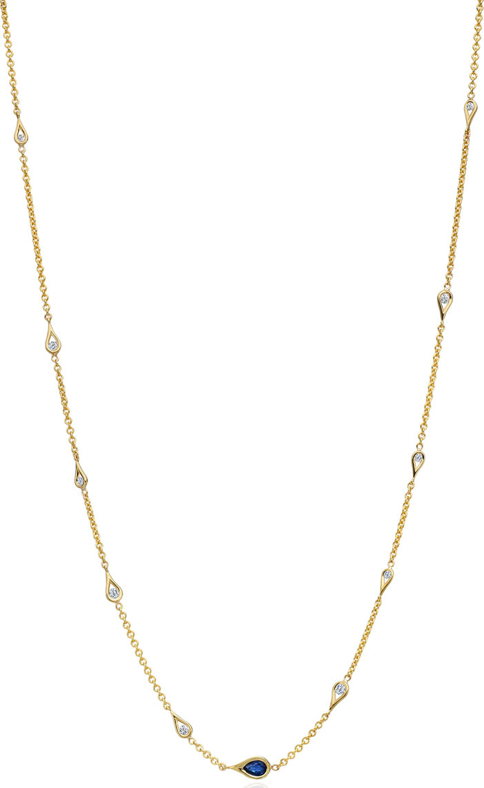 Maria Canale Diamond & Blue Sapphire Teardrop Station Necklace