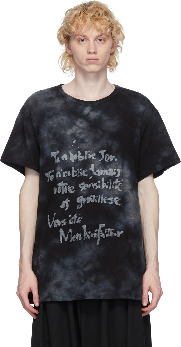 Yohji Yamamoto Grey Tie-Dye T-Shirt