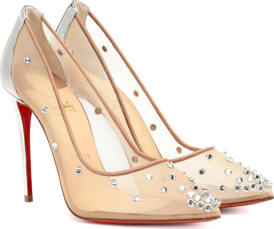 Christian Louboutin Degra 100 embellished mesh pumps