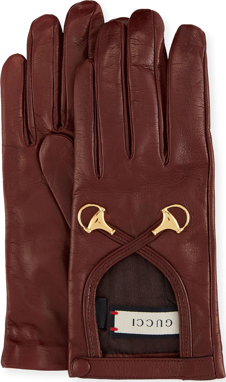 Gucci Leather Gloves w/ Double Horsebit Detail
