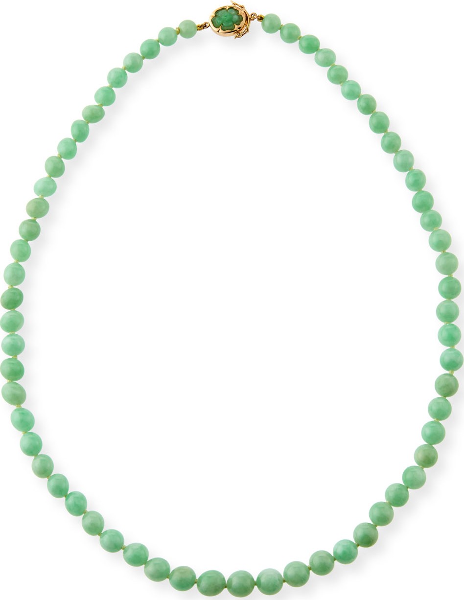 David C.A. Lin Graduated Green Jadeite Beaded Necklace