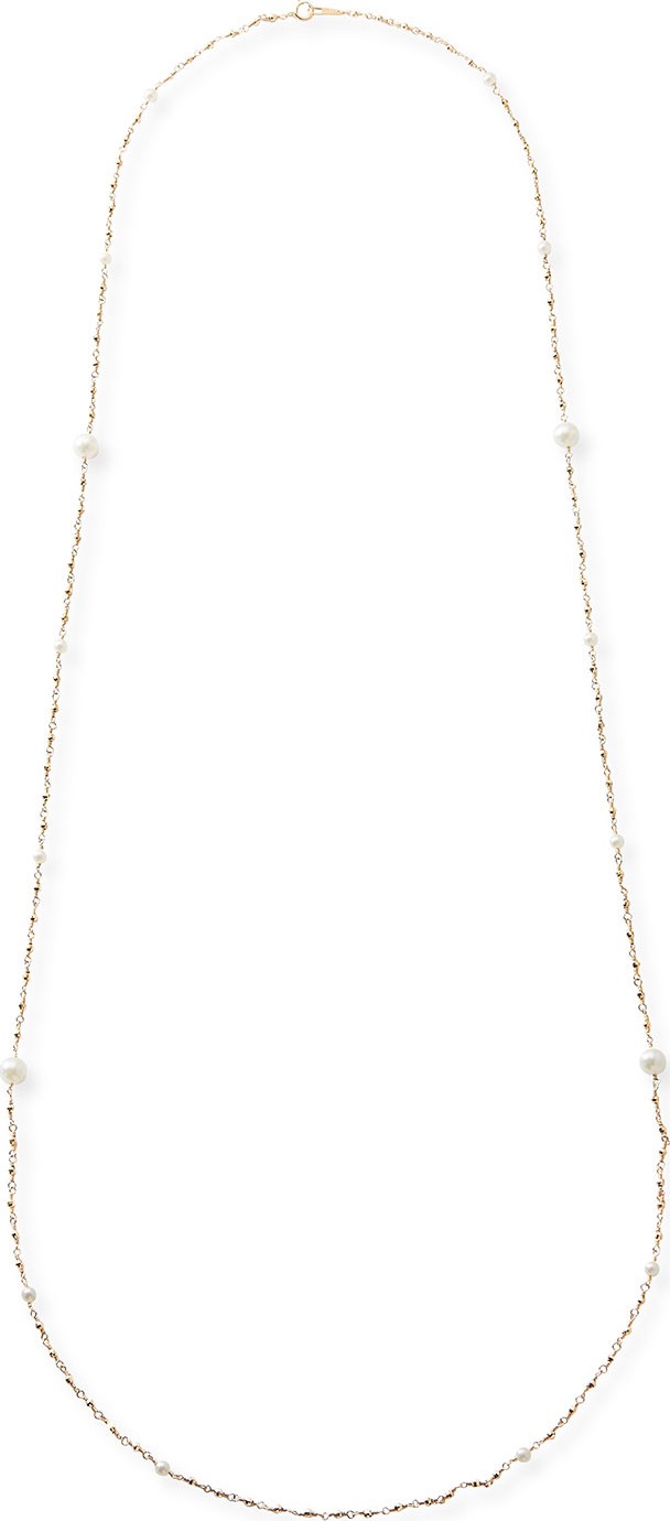 Mizuki 14k Gold Long Wrapped Necklace w/ Akoya Pearls