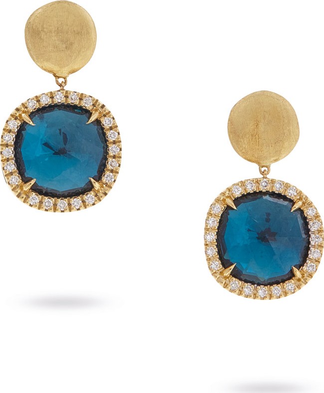 Marco Bicego Jaipur Drop Earrings with Blue Topaz & Diamonds