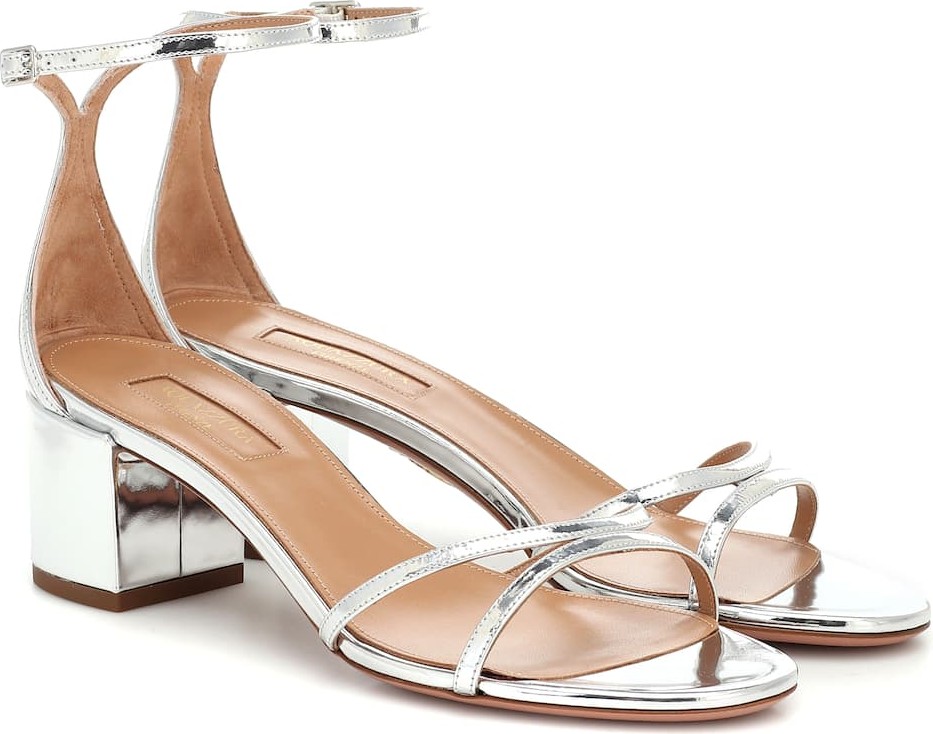 Aquazzura Purist 50 metallic leather sandals