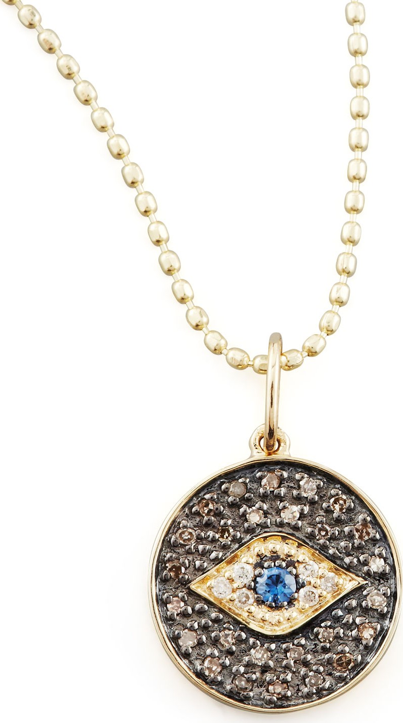 Sydney Evan Small Diamond Evil Eye Medallion Necklace