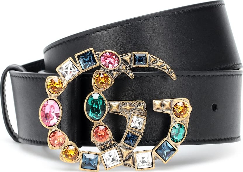Gucci GG crystal-embellished leather belt