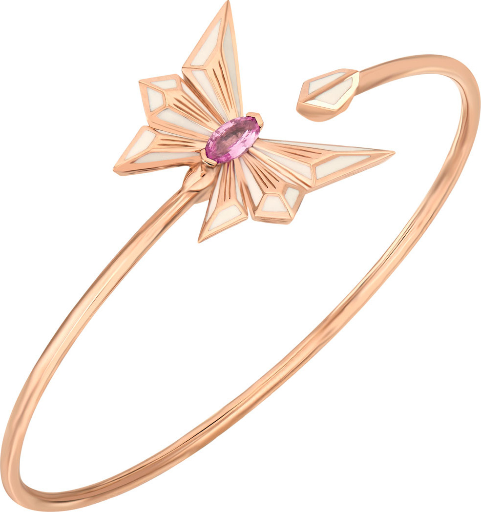 Stephen Webster Fly by Deco Drive 18k Gold Pink Sapphire Flex Bangle