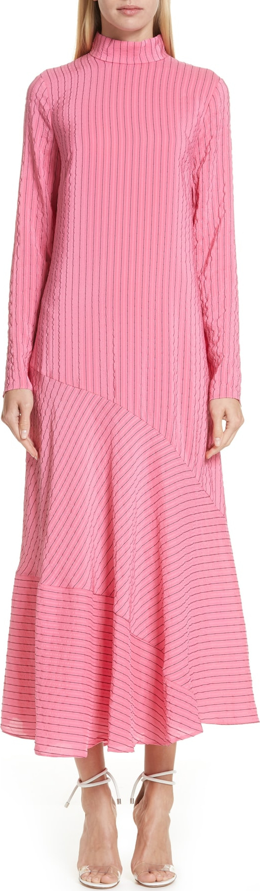 Ganni Seersucker Silk Blend Dress