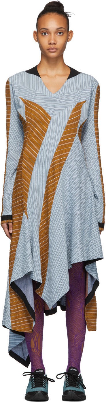 Kiko Kostadinov Blue & Tan Maya Dress
