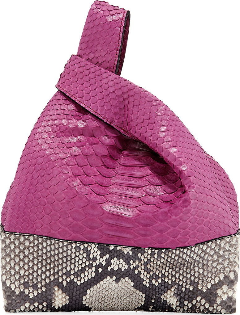Hayward Two-Tone Mini Python Shopper Tote Bag, Fuchsia