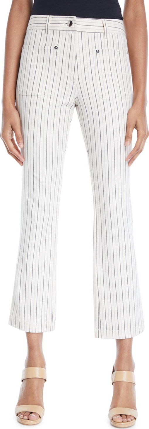 Derek Lam 10 Crosby Striped Flare-Leg Cropped Trousers