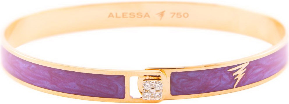 Alessa Jewelry Spectrum 18k Rose Gold Paint & Diamond Bangle, Purple, Size 17