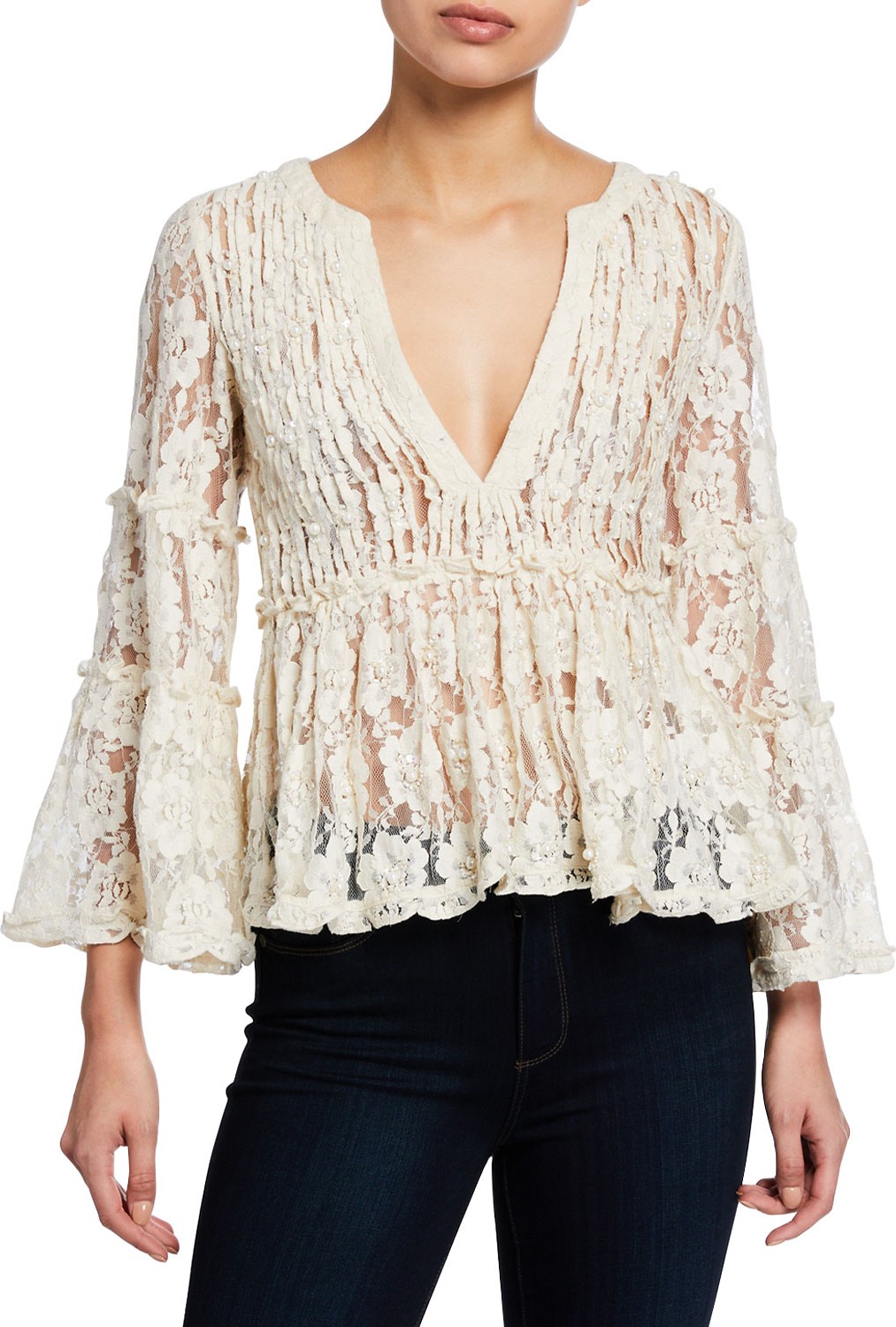 Alexis Tanisa V-Neck Floral-Lace Peplum Top Alexis Tanisa V-Neck Floral-Lace Peplum Top