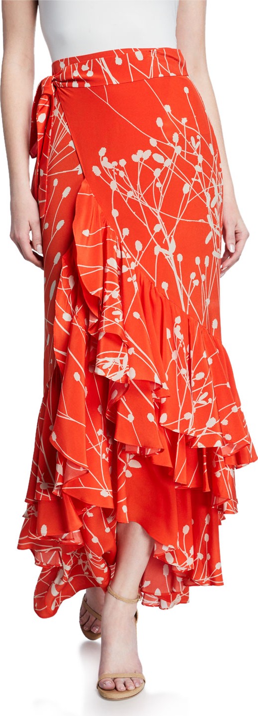 Alexis Benedetto Printed Flounce Wrap Skirt