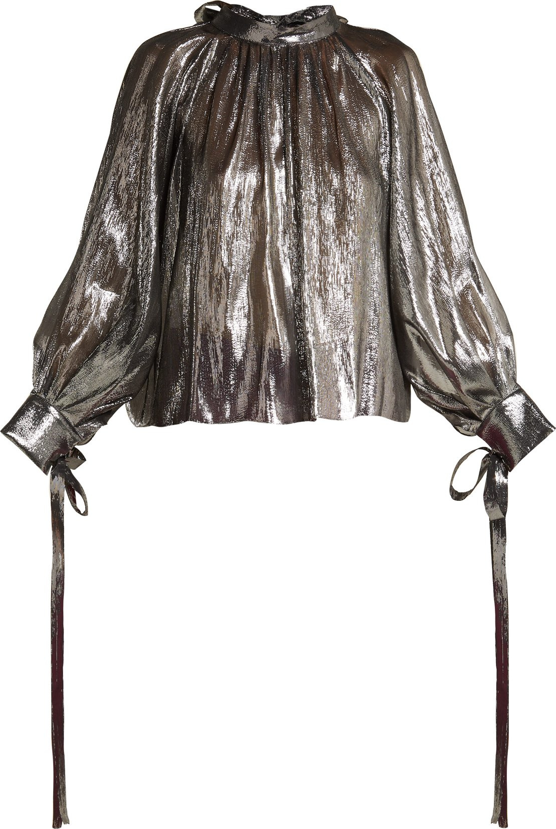 Osman Tulia silk-blend lamé poet blouse