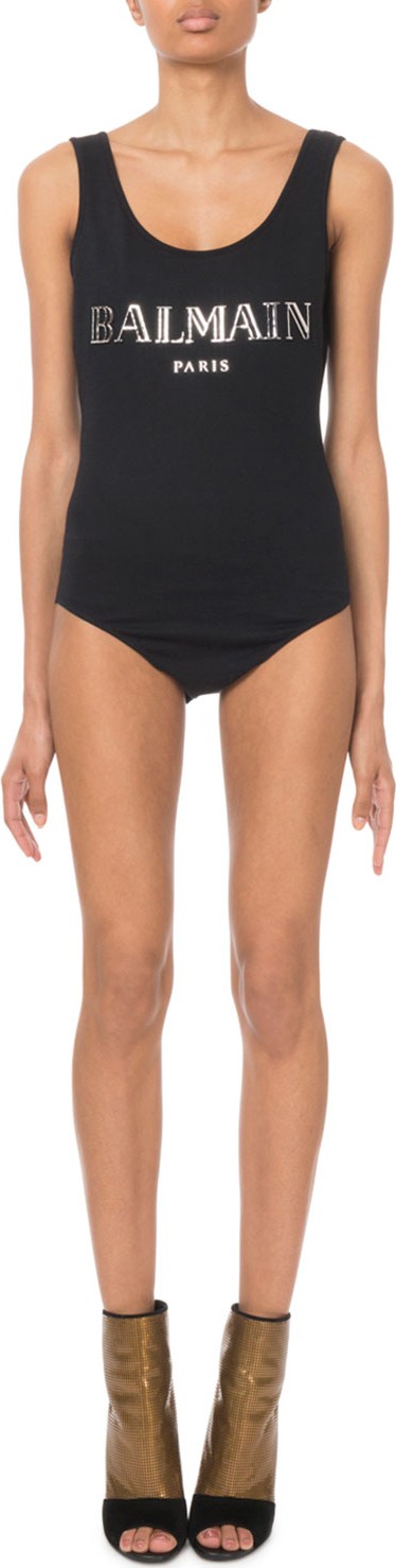 Balmain Foiled-Logo Bodysuit