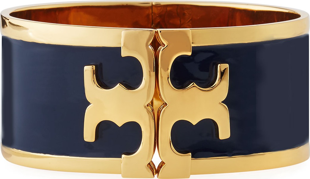 Tory Burch Wide Raised Logo Enamel Cuff Bracelet