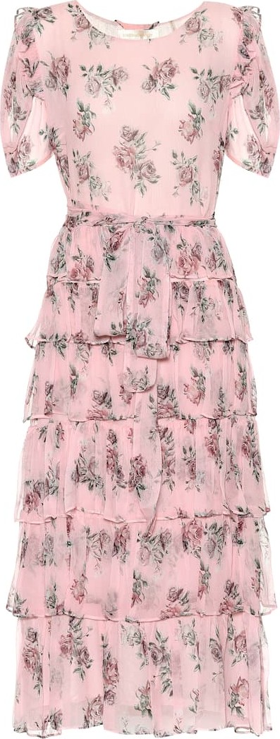LOVESHACKFANCY Roxanne silk chiffon midi dress