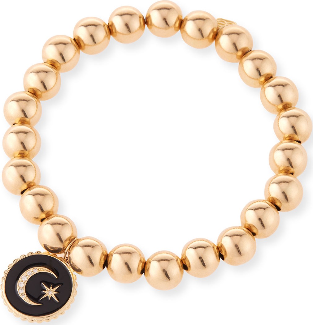 Sydney Evan 14k Gold Bead & Celestial Diamond Bracelet