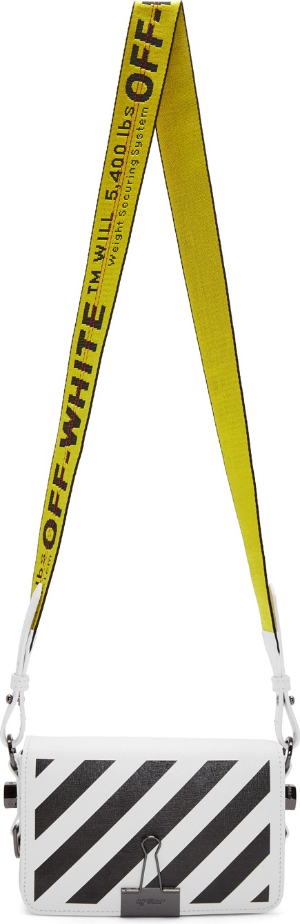 Off White SSENSE Exclusive White Mini Diag Flap Bag