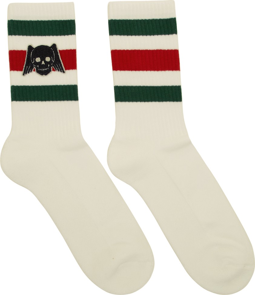 Gucci White Winged Skull Socks