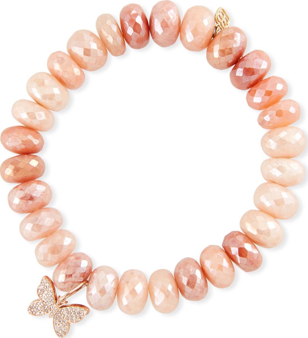 Sydney Evan 14k Rose Gold Diamond Butterfly & Moonstone Bracelet