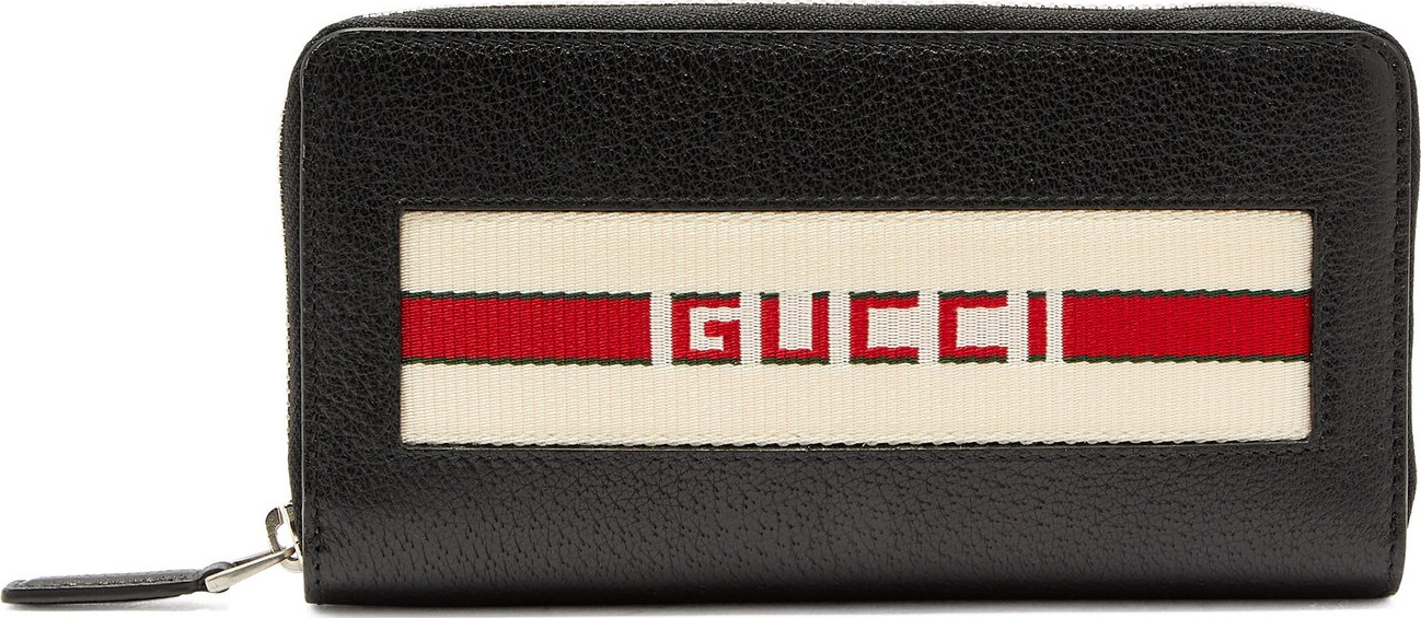 Gucci Logo stripe-jacquard leather wallet