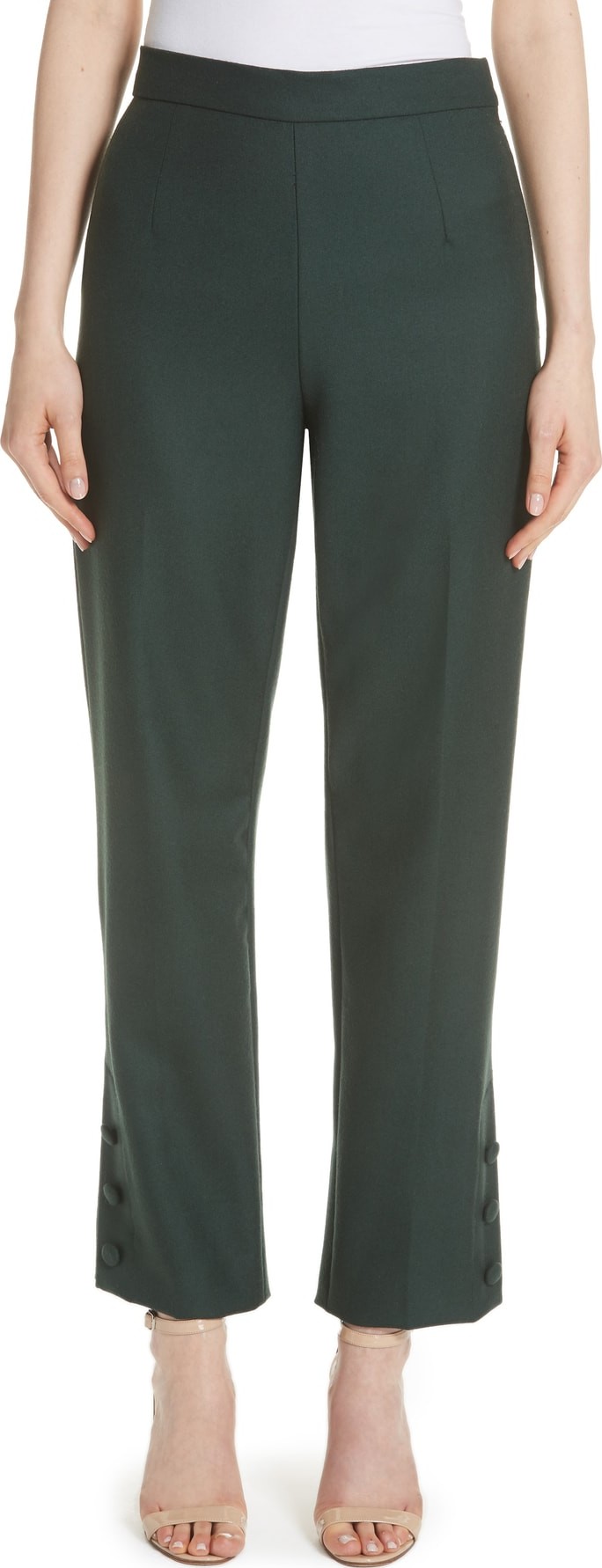 Lela Rose Straight Leg Wool Twill Pants