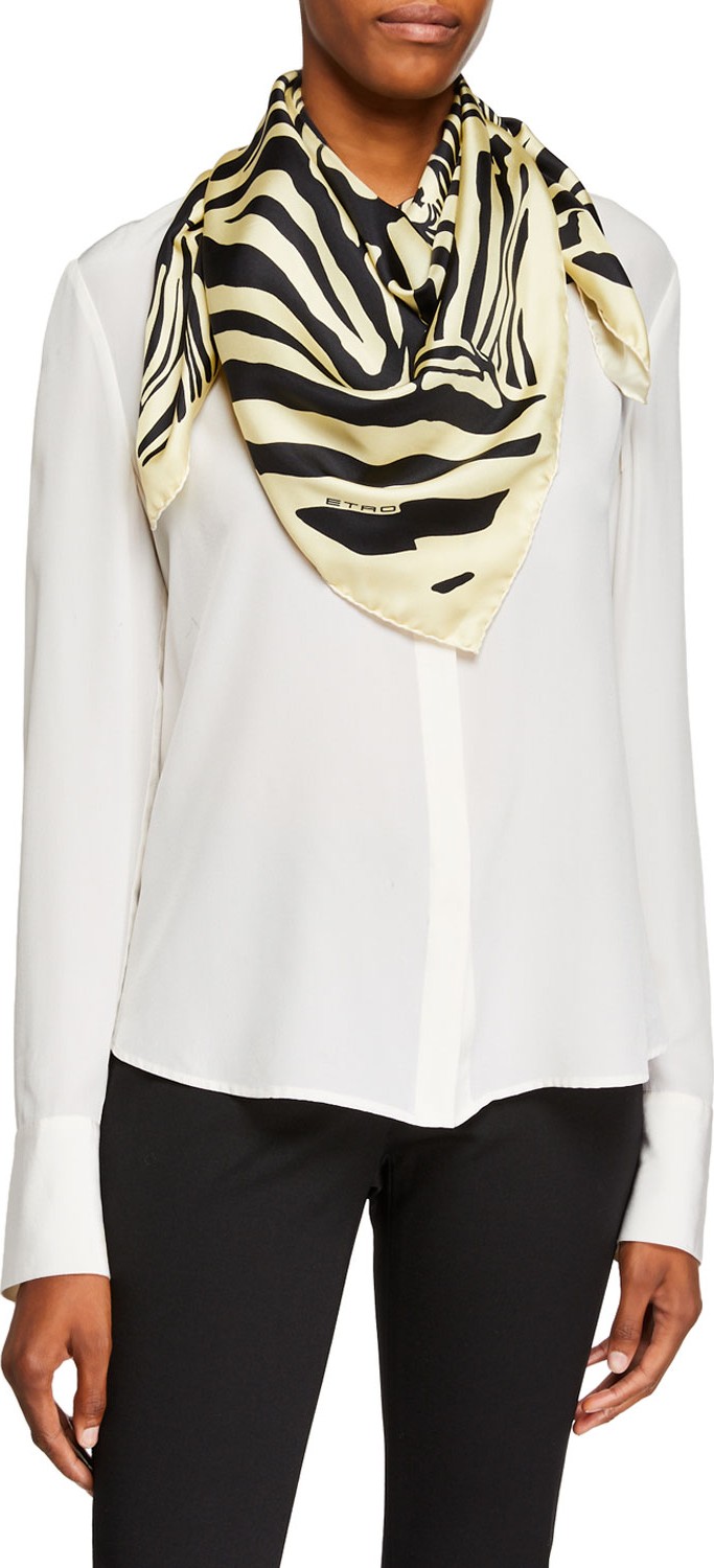 Etro Grouped Zebra Silk Scarf