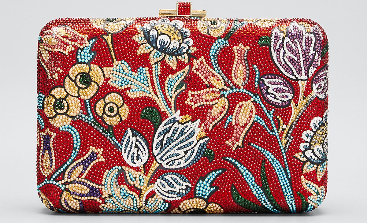 Judith Leiber Slim Slide Floral Filigree Clutch Bag