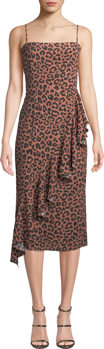 Lovers + Friends Ellie Cheetah-Print Ruffle Midi Dress