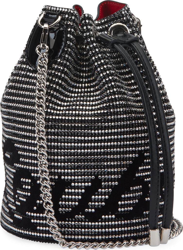 Christian Louboutin Marie Jane Suede Bucket Bag with Crystal Stripes
