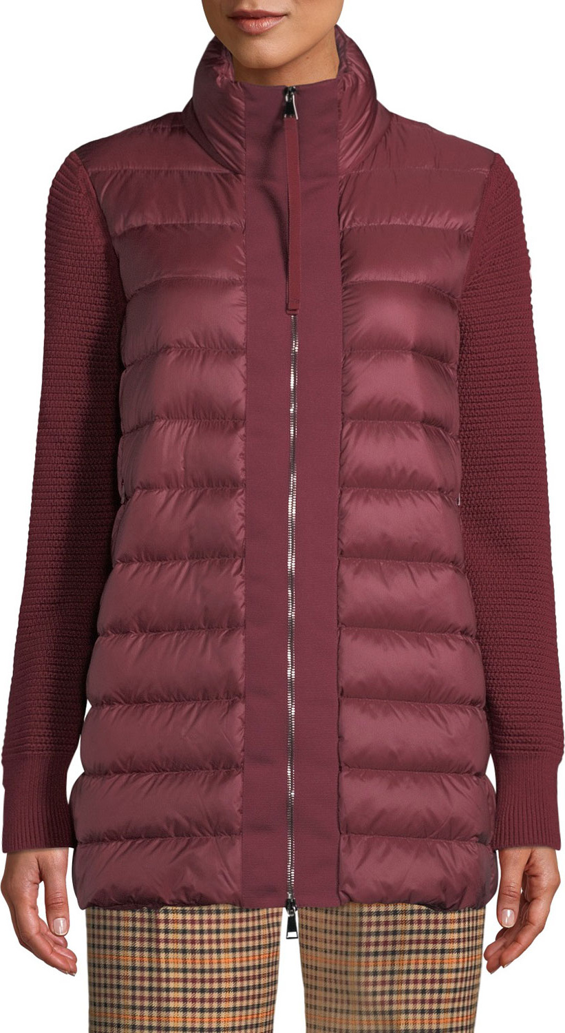 Moncler Maglione Quilted Long Tricot Cardigan Jacket