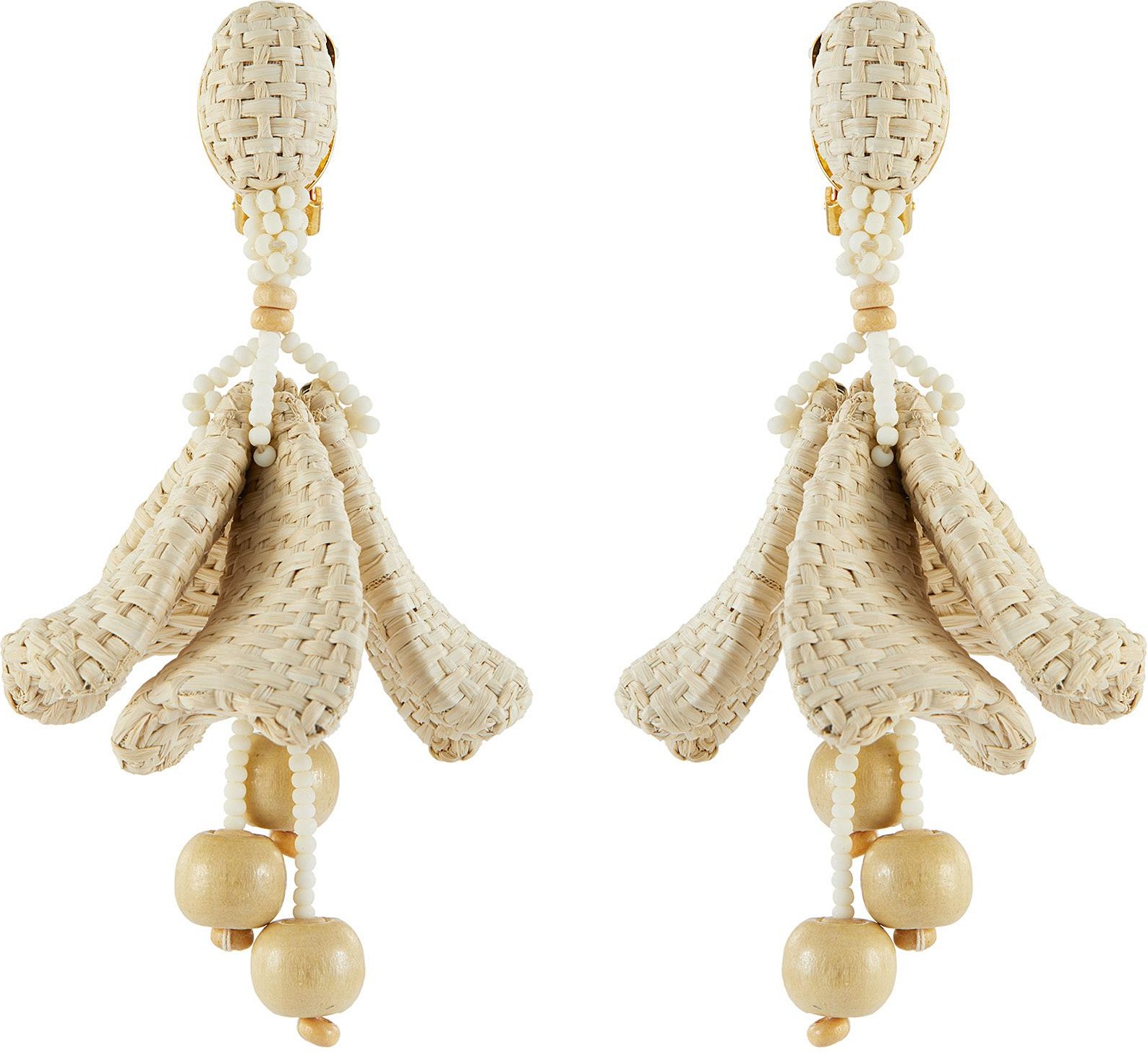 Oscar De La Renta Impatiens raffia earrings