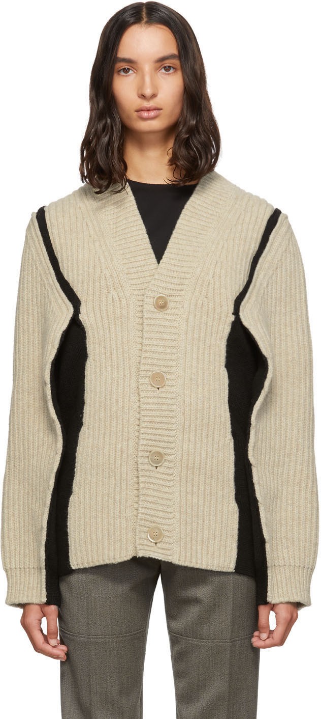 Maison Margiela Beige & Black Gauge 3 Cardigan