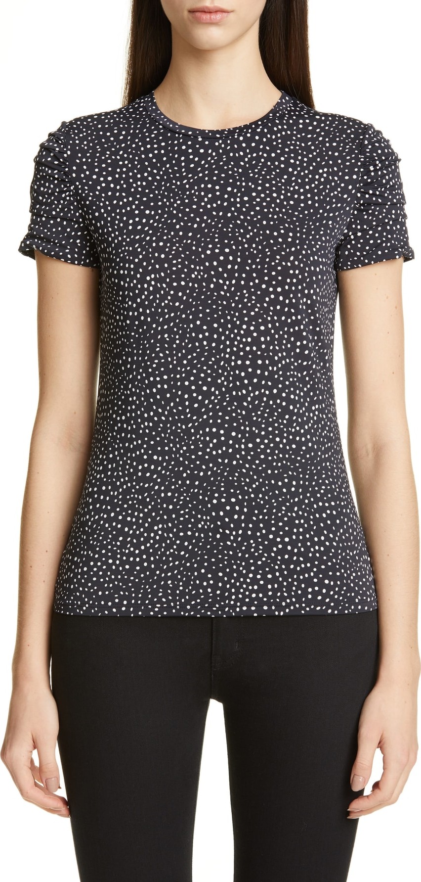 Max Mara Aletta Ruched Sleeve Dot Print Tee