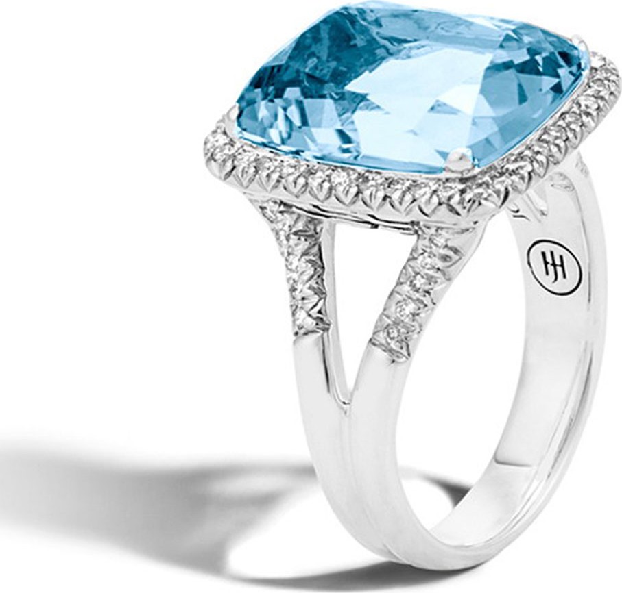 John Hardy Faceted Topaz & Pave Diamond Ring, 0.3 tdcw