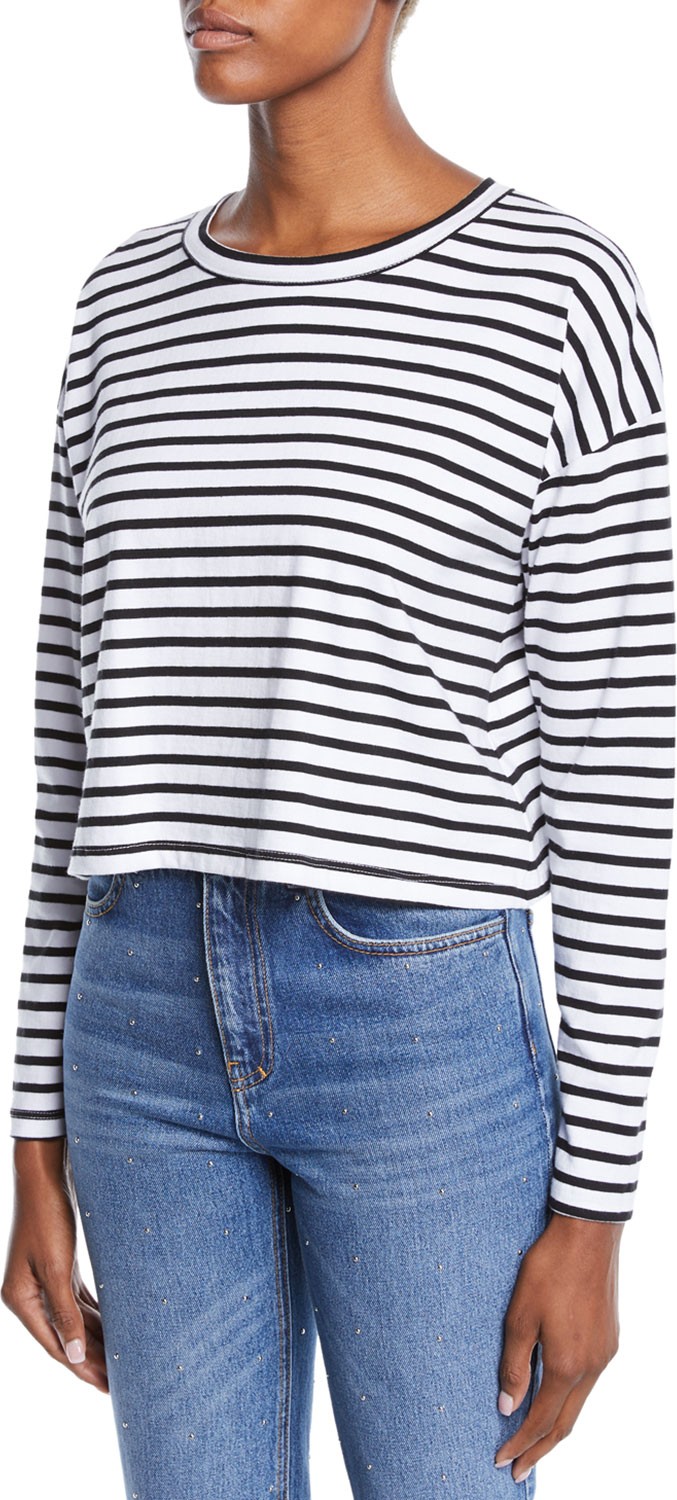 A.L.C. Roberts Striped Long-Sleeve Cropped Tee