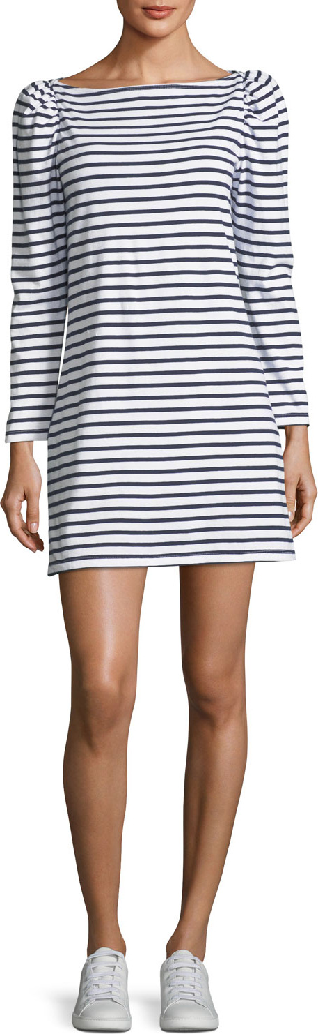 A.L.C. Stevens Boat-Neck Long-Sleeve Striped A-Line Dress