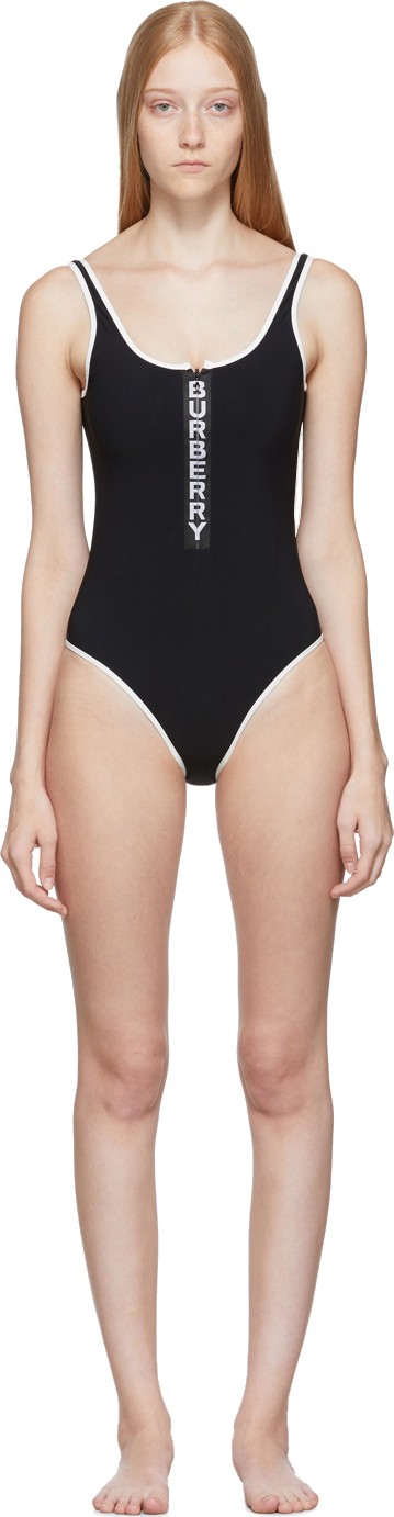 Burberry London England Black Zeta One-Piece Swimsuit