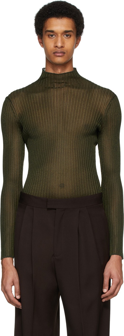 Dion Lee Khaki Corrugated Turtleneck
