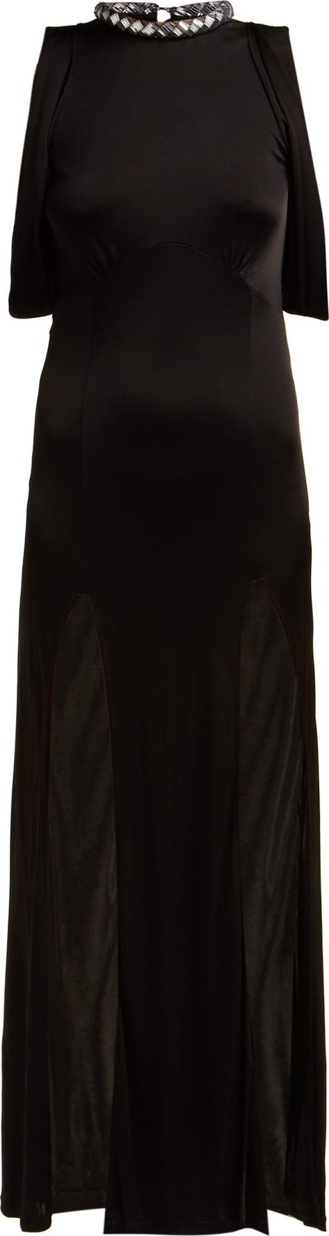 Attico Sequinned slit-front satin dress